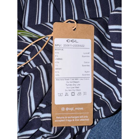 Brand New OGL Women's Size XS NAvy Blue Striped Brami Sleeveless Top Tank - Picture 9 of 10